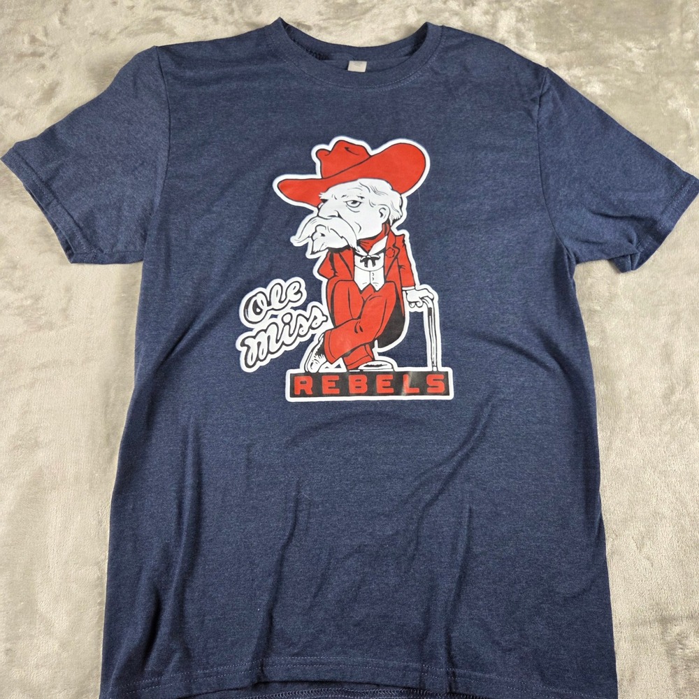Ole Miss Rebels Colonel Reb Graphic T-Shirt Navy Heather Medium NCAA Gameday